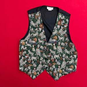 Vintage 80’s Casual Corner Size Medium Multicolored Dalmation Dogs Print Tapestr